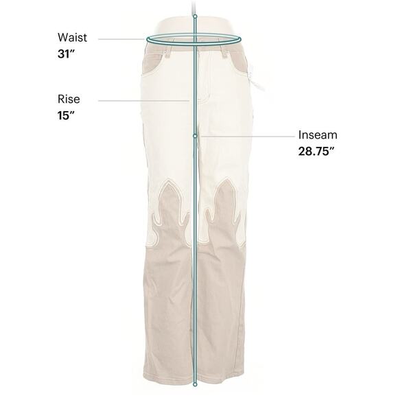 NWT 12th Tribe Tan White Western High Waist Cotton Straight Jeans 30 - Picture 3 of 6